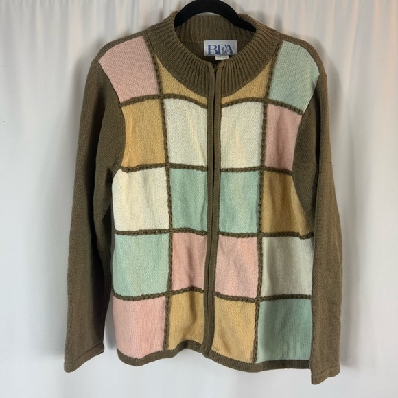 BFA Classic Beige Color block Knit Sweater size:PL - Picture 1 of 12